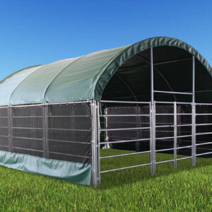 20ft x 20ft x 12ft Livestock Shelter with net sides (Green)